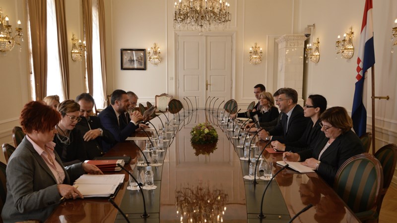 Predsjednik Vlade Plenković s glavnim tajnikom Europske konfederacije sindikata Visentinijem